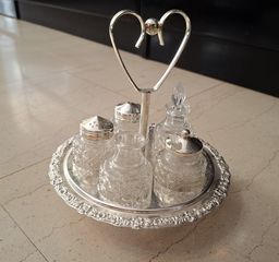 Vintage MAYELL Σετ Μπαχαρικών -Επάργυρο και Περιστρεφόμενο - 5 Τεμάχια -