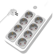 POWERTECH πολύπριζο ασφαλείας PT-1534, 8 θέσεων, 16A, 1.5m, λευκό