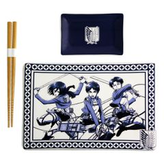 Attack on Titan Ceramic Sushi Set with Chopsticks-thumb-0