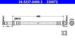 Ελαστικός σωλήνας φρένων εμπρός L+R MERCEDES-BENZ SPRINTER (490 mm) (M10x1) ATE 9014289135