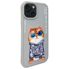 Nimmy Glasses Cool Cat iPhone 15 Case - Gray-thumb-1