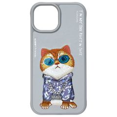 Nimmy Glasses Cool Cat iPhone 15 Case - Gray-thumb-3