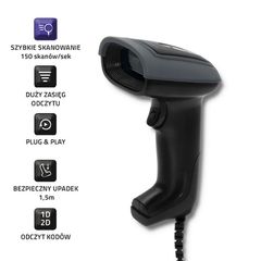 Qoltec 50863 Wired QR & BARCODE Scanner | USB-thumb-4