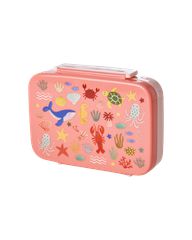 Rice - Plastic Lunchbox with 6 Rooms - Coral Ocean Print - Coral / Toys