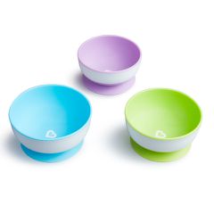 Munchkin - 3pk Suction Bowls - Purple, Green, Blue / Baby and Children