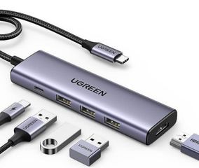 Ugreen 15596 laptop dock/port replicator Wired USB 3.2 Gen 1 (3.1 Gen 1) Type-A + Type-C Aluminium