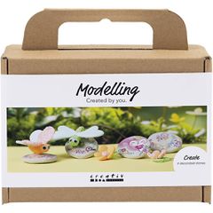 Creative - Mini Craft Kit Modelling, Stone with insect, grey, light pink, light turquoise, 1 pack - () / Toys