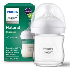 Philips Avent - Glas Baby Bottle, 1 Bottle, 4oz/125ml, Slow Flow Nipple, 0-3m / Baby and Children