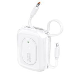 Dudao K32 22.5W 10000 mAh Powerbank with Built-in USB-C/ Lightning Cable - White
