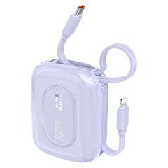 Dudao K32 22.5W 10000 mAh Powerbank with Built-in USB-C/ Lightning Cable - Purple