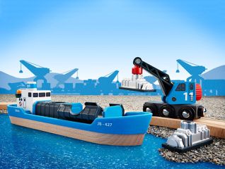 BRIO - Freight Ship and Crane (33534)-thumb-4