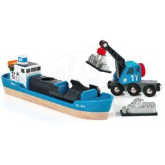BRIO - Freight Ship and Crane (33534)-thumb-1
