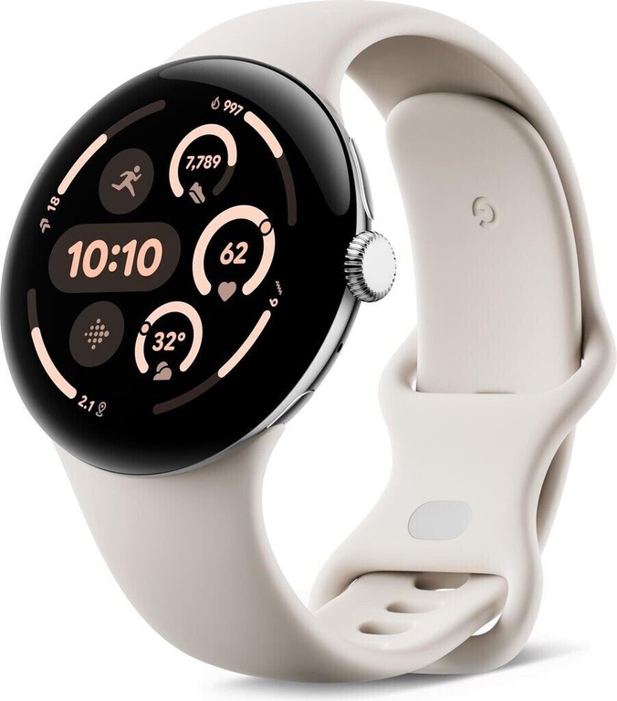 Google - Pixel Watch 3 45mm Bluetooth Silver / Porcelain / Electronics