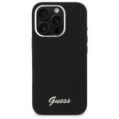 Guess Silicone Script Metal Logo & Frame Case for iPhone 16 Pro - Black-thumb-2