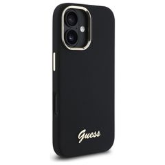 Guess Silicone Script Metal Logo & Frame Case for iPhone 16 - Black-thumb-3
