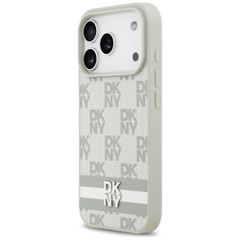 DKNY Checkered with Printed Stripes iPhone 17 Pro Case - Beige-thumb-1
