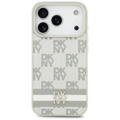 DKNY Checkered with Printed Stripes iPhone 17 Pro Case - Beige-thumb-2