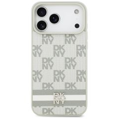 DKNY Checkered with Printed Stripes Case for iPhone 17 Pro Max - Beige-thumb-2
