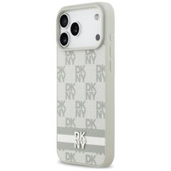 DKNY Checkered with Printed Stripes Case for iPhone 17 Pro Max - Beige-thumb-1