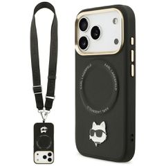 Karl Lagerfeld Big Strap Choupette Metal Logo MagSafe Case for iPhone 17 Pro Max - Black