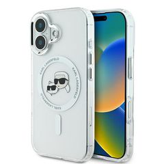 Karl Lagerfeld IML Metal Karl Head MagSafe Case for iPhone 16 - White