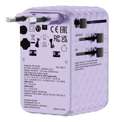 Verbatim - Charge 'n' Travel 100W Universal Travel Adapter with retractable cable Purple / Electronics