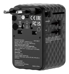Verbatim - Charge 'n' Travel 100W Universal Travel Adapter with retractable cable Black / Electronics