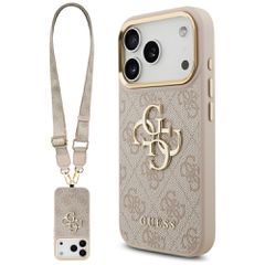 Guess 4G Big 4G Classic Logo Big Strap Metal Buttons Case for iPhone 17 Pro - Pink