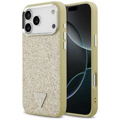 Guess Glitter Triangle Logo MagSafe Case for iPhone 17 Pro Max - Gold