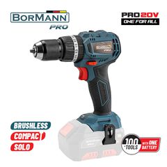 BORMANN Pro BBP5143 Δραπανοκατσάβιδο Κρουστικό Compact, Brushless Μπαταρίας 20VLi-Ion, 2ταχ. SOLO