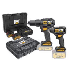 CAT Combo-07 Δραπανοκατσάβιδο κρουστικό DX12B + μπουλονόκλειδο DX72B + δώρο 2 κασετίνες + -60% 2 μπαταρίες 4.0Ah DXB4 με διπλό φορτιστή DXC4