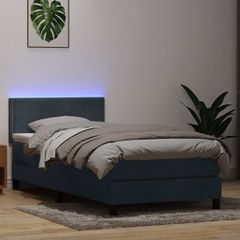 Κρεβάτι Boxspring με Στρώμα & LED Σκούρο Γκρι 100x210 εκ. Βελούδινο 3316774