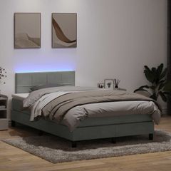Κρεβάτι Boxspring με Στρώμα & LED Ανοιχτό Γκρι 120x220 εκ. Βελούδινο 3316923