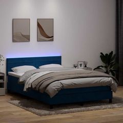 Κρεβάτι Boxspring με Στρώμα & LED σκούρο μπλε 140x220 cm Βελούδινο 3317029