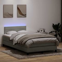 Κρεβάτι Boxspring με Στρώμα & LED Ανοιχτό Γκρι 120x210 εκ. Βελούδινο 3316971