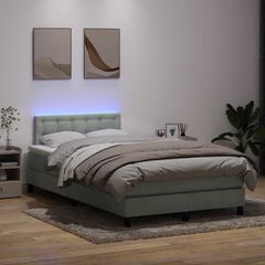 Κρεβάτι Boxspring με Στρώμα & LED Ανοιχτό Γκρι 120x210 εκ. Βελούδινο 3317259