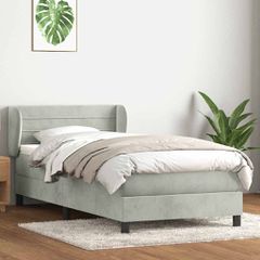 Box Spring κρεβάτι με στρώμα ανοιχτό γκρι 80x220 cm Βελούδινο 3317631
