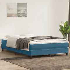 Box Spring κρεβάτι χωρίς στρώμα σκούρο μπλε 160x220cm Βελούδινο 3315883