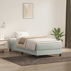 Box Spring κρεβάτι με στρώμα ανοιχτό γκρι 90x220 εκ. Βελούδινο 3315951