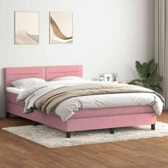 Box Spring κρεβάτι με στρώμα ροζ 140x220 cm Βελούδινο 3316358