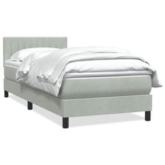 Box Spring κρεβάτι με στρώμα ανοιχτό γκρι 90x220 εκ. Βελούδινο 3316431