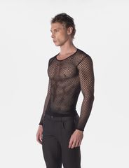 Barcode Berlin Fishnet Long Sleeve Capo Black-thumb-2