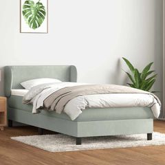 Box Spring κρεβάτι με στρώμα ανοιχτό γκρι 90x220 εκ. Βελούδινο 3317469
