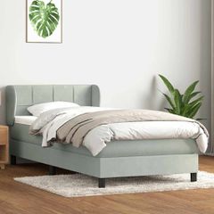 Box Spring κρεβάτι με στρώμα ανοιχτό γκρι 90x220 εκ. Βελούδινο 3317553