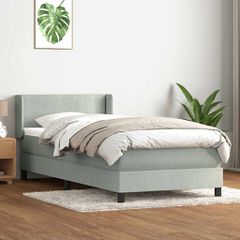 Box Spring κρεβάτι με στρώμα ανοιχτό γκρι 90x220 εκ. Βελούδινο 3317973