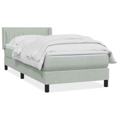 Box Spring κρεβάτι με στρώμα ανοιχτό γκρι 90x220 εκ. Βελούδινο 3318309