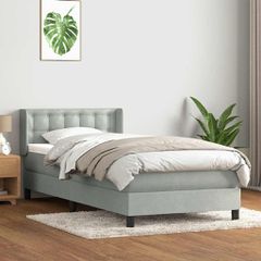 Box Spring κρεβάτι με στρώμα ανοιχτό γκρι 90x220 εκ. Βελούδινο 3318477