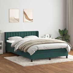 Box Spring κρεβάτι με στρώμα σκούρο πράσινο 160x220cm Βελούδινο 3318498