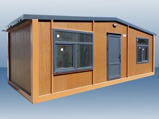 ΝΕΟ  Εξοχικό Container House 2,4x7x2,4μ	Πανέμορφο με Όψη Ξύλου, Δίριχτη Σκεπή & WC/Μπάνιο