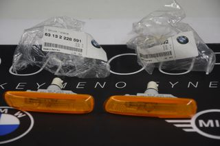 Γνήσια BMW Πρόσθετα Φλας Λευκό Αριστερό & Δεξί – E46 (1998–2006) – 63132228591 & 63132228592